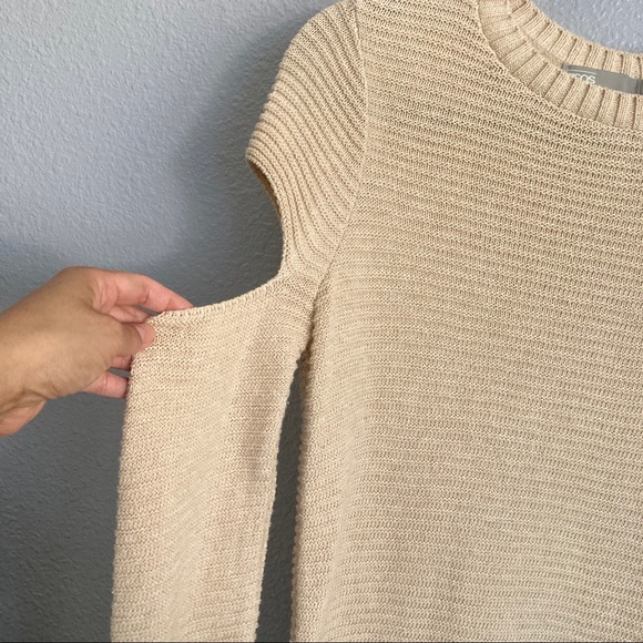 ASOS Cold Shoulder Open Sleeve Ribbed Sweater - Picture 2 of 6